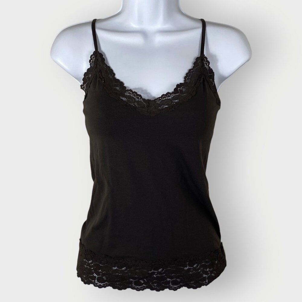 Y2K 90s Womens Lace Cami | S/M | Brown | USA Whimsigoth Bella Swan Elena Gilbert